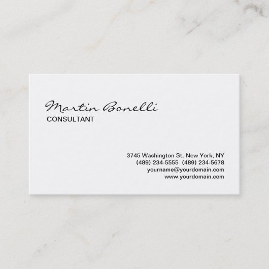 Elegant White Calligraphic Standard Visitekaartje (Voorkant)