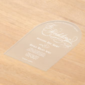 Elegant White Calligraphy Text Clear Wedding  Acryl Uitnodigingen (Laagn)