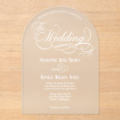 Elegant White Calligraphy Text Clear Wedding  Acryl Uitnodigingen (Voorkant)