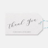 Elegant White Calligraphy Weddenschap Bedankt Cadeaulabel (Voorkant (Horizontaal))