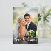 Elegant White Calligraphy Wedding Bedankt Foto (Staand voorkant)