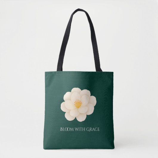 Elegant White Camellia Deep Green Botanical Bloom  Tote Bag (Voorkant)