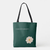 Elegant White Camellia Deep Green Botanical Bloom  Tote Bag (Achterkant)