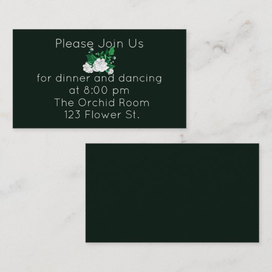 Elegant White Camellia Reception Informatiekaartje (Voorkant / Achterkant)