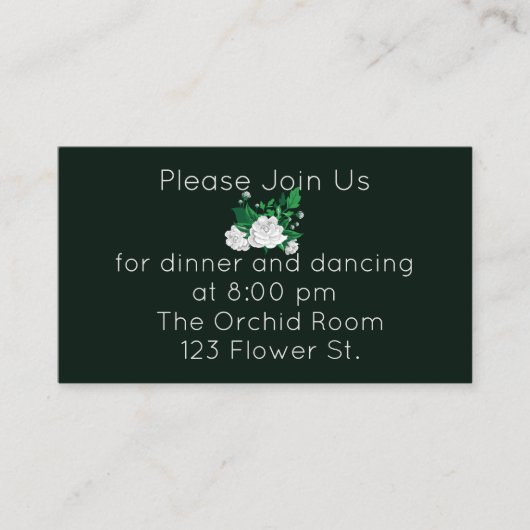 Elegant White Camellia Reception Informatiekaartje (Voorkant)