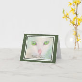 Elegant White Cat met Green Eyes Birthday Card Kaart (Gele Bloem)