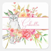 Elegant White Cat Personalized Sticker (Voorkant)
