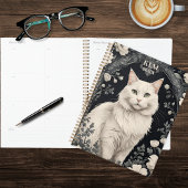 Elegant White Cat Planner