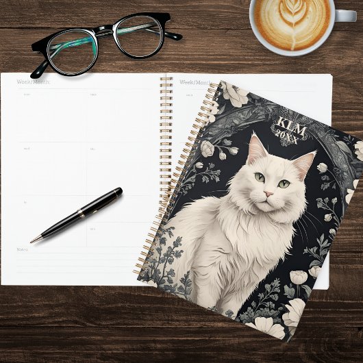 Elegant White Cat Planner