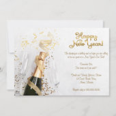 Elegant White Champagne New Years Eve Party Kaart (Voorkant)