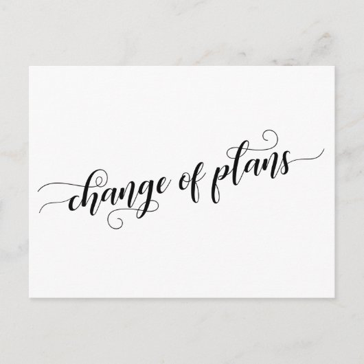 Elegant White Change of Plans Postponed Wedding Briefkaart (Voorkant)