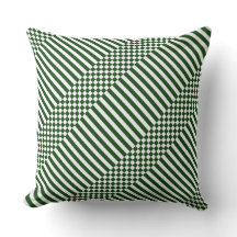 Elegant White Checker & Stripes Green