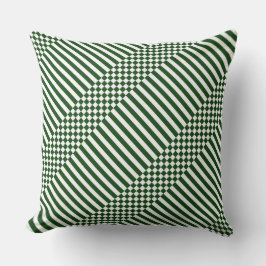 Elegant White Checker & Stripes Green Kussen