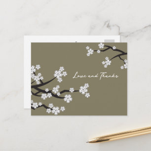 Elegant White Cherry Blossom Sakura Love & Bedankt Briefkaart