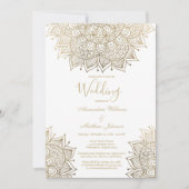 Elegant white chic gold floral mandala Wedding Kaart (Voorkant)