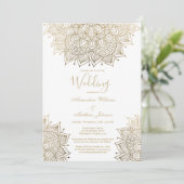 Elegant white chic gold floral mandala Wedding Kaart (Staand voorkant)