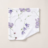 Elegant White Chic Paars Floral Bad Handdoek (Wasdoekje)