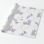 Elegant White Chic Paars Floral Cadeaupapier (Uitgerold)