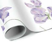 Elegant White Chic Paars Floral Cadeaupapier (Rol Hoek)