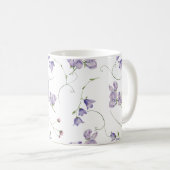 Elegant White Chic Paars Floral Koffiemok (Voorkant rechts)