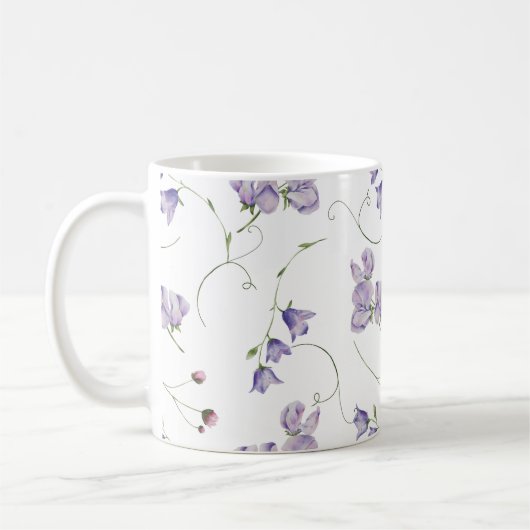 Elegant White Chic Paars Floral Koffiemok (Links)