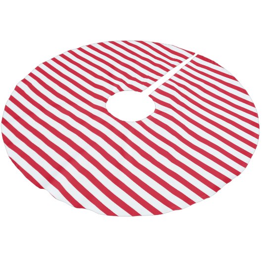 Elegant White Christmas Red Stripe Kerstboom Rok (Gekanteld)
