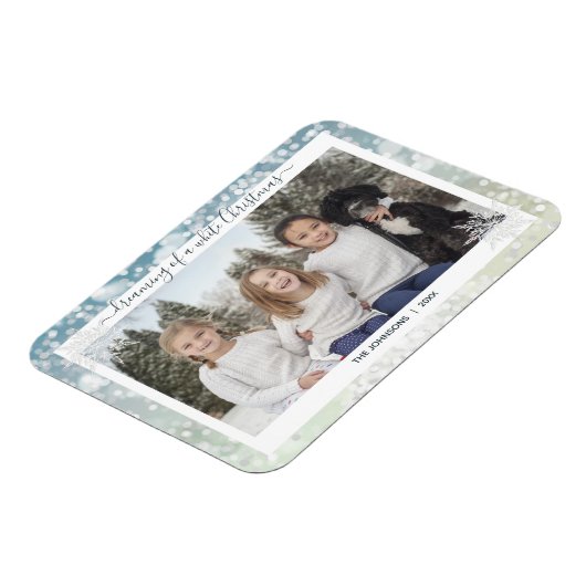 Elegant White Christmas Snowflake Crystal Bokeh Magneet (Linkerzijde)