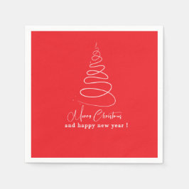 Elegant White Christmas Tree Red Christmas Servet