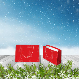 Elegant White Christmas Tree Red  Groot Cadeauzakje