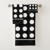 Elegant White Circles on Black Bath Towel Set Bad Handdoek (Insitu)