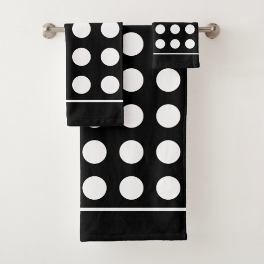 Elegant White Circles on Black Bath Towel Set Bad Handdoek (Insitu)