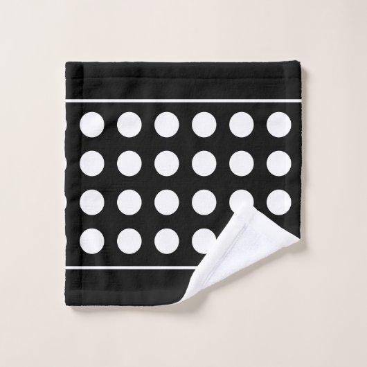 Elegant White Circles on Black Bath Towel Set Bad Handdoek (Wasdoekje)