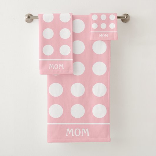 Elegant White Circles on Light Roze met mama in de Bad Handdoek (Insitu)