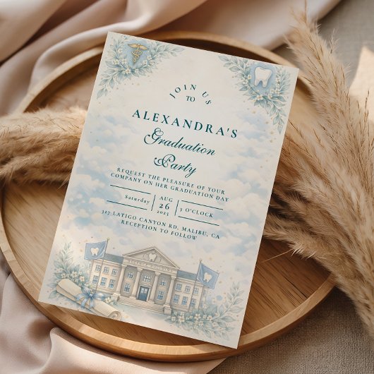 Elegant White Coat Dentist Graduation Party Kaart