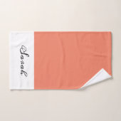 Elegant White & Coral Calligraphy Name Bath Bad Handdoek (Handdoek)