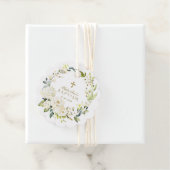 Elegant White Cream Flowers Gold Cross-Baptisme Bedankjes Labels (In situ)
