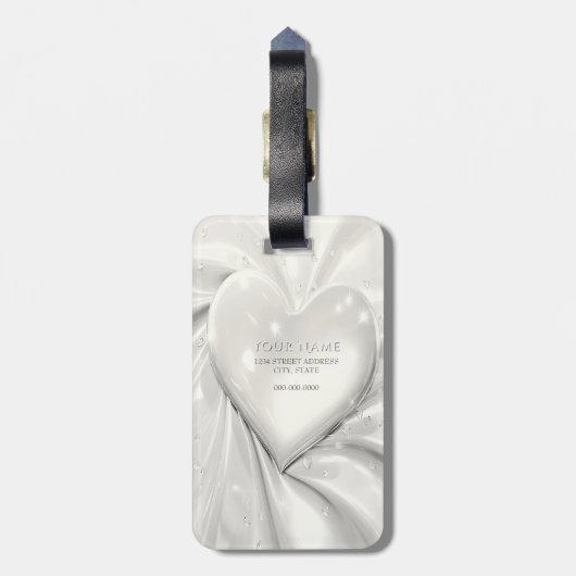 Elegant White Cream Heart Bagagelabel (Achterkant verticaal)