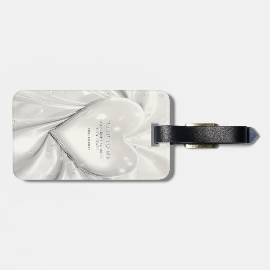 Elegant White Cream Heart Bagagelabel (Achterkant horizontaal)