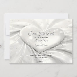 Elegant White Cream Heart Bewaar de datum Save The Date