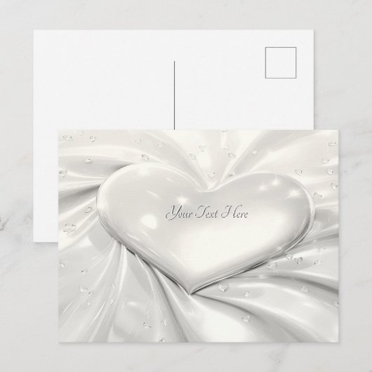 Elegant White Cream Heart Briefkaart (Voorkant / Achterkant)