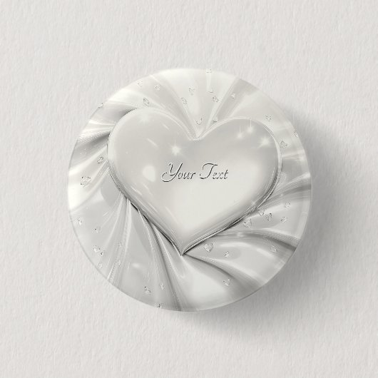 Elegant White Cream Heart Button (Voorkant)