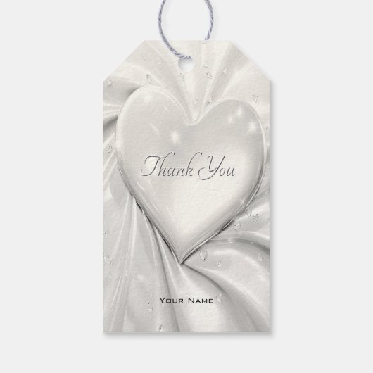 Elegant White Cream Heart Gift Label Cadeaulabel (Achterkant)