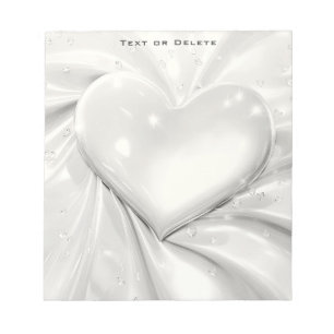 Elegant White Cream Heart Notitieblok