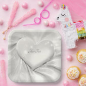 Elegant White Cream Heart Paper Bord (Feest)