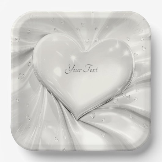 Elegant White Cream Heart Paper Bord (Voorkant)