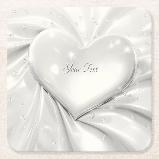 Elegant White Cream Heart Paper Onderzetter (Voorkant)