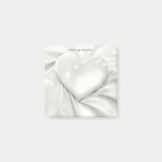 Elegant White Cream Heart Post merkt op Post-it® Notes (Voorkant)