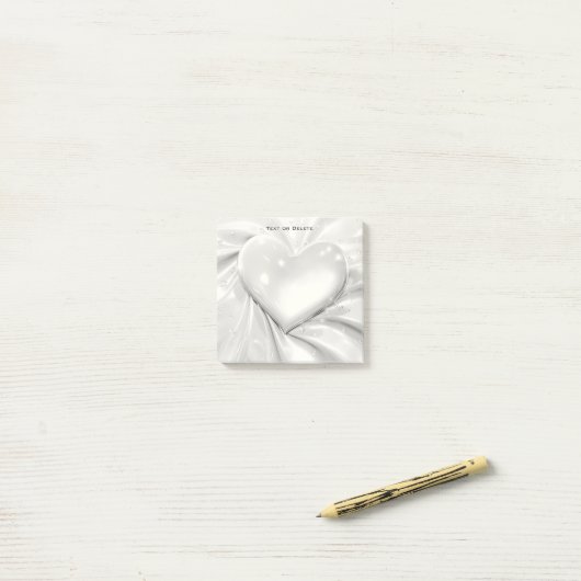 Elegant White Cream Heart Post merkt op Post-it® Notes (Op bureau)