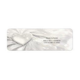 Elegant White Cream Heart Return Adreslabel Etiket