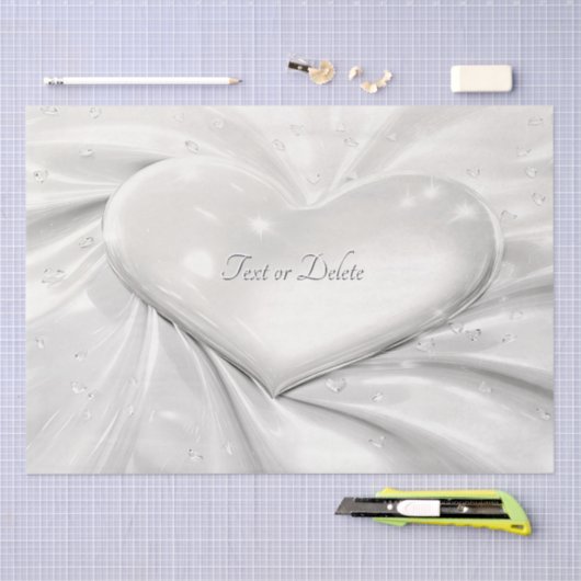 Elegant White Cream Heart Tissue Papier (Craft)